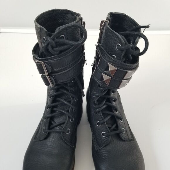 KLR Blake Black Leather Studded Moto Boot size 6 - Picture 4 of 11